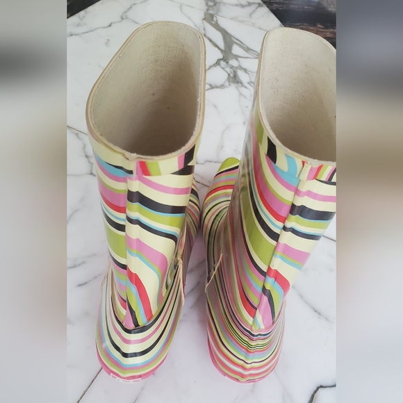 PAUL SMITH- size 10/40 -rubber rain boots -Stripe Kitten Heel-multicolor - Picture 3 of 16